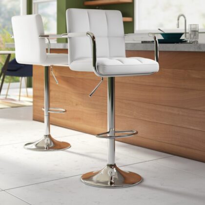 Yaheetech leather Adjustable Height Swivel Stool (Set of 2) (New open box)
