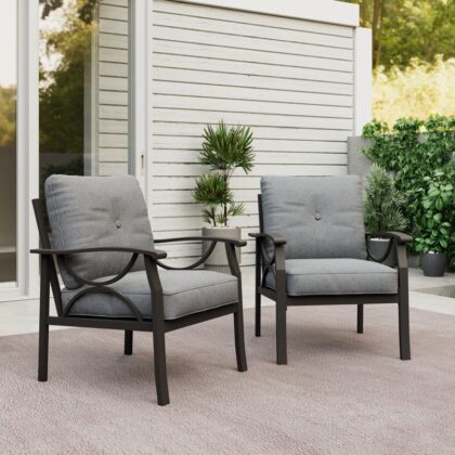 Dorisann Patio Chair with Cushions (Set of 2) (New, open box)