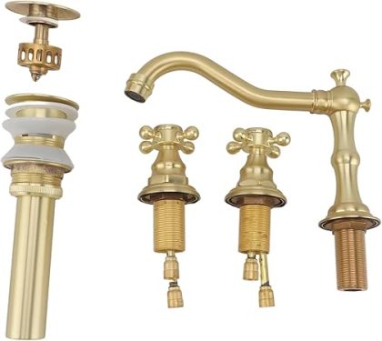 Bathroom Sink Faucet, Water Saving EU Style Bathroom Faucet Full Brass for Kitchen (Gold) (New, Open Box)
