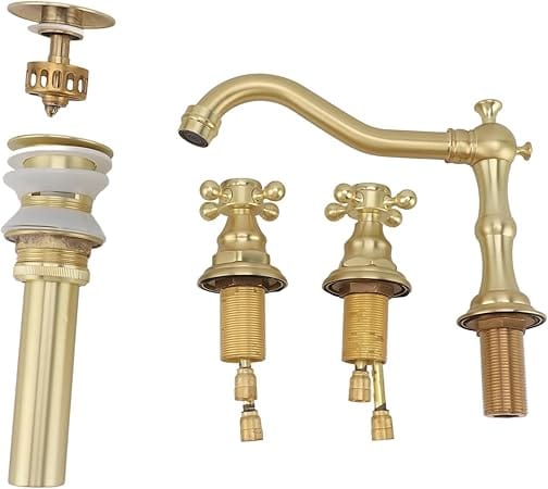 Bathroom Sink Faucet, Water Saving EU Style Bathroom Faucet Full Brass for Kitchen (Gold) (New, Open Box)