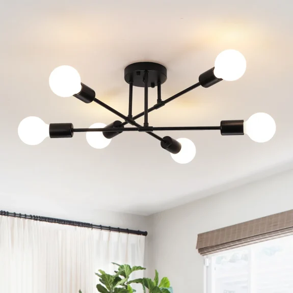 Dorae 6 - Light Dimmable Sputnik Modern Linear Chandelier ( New, Open Box)