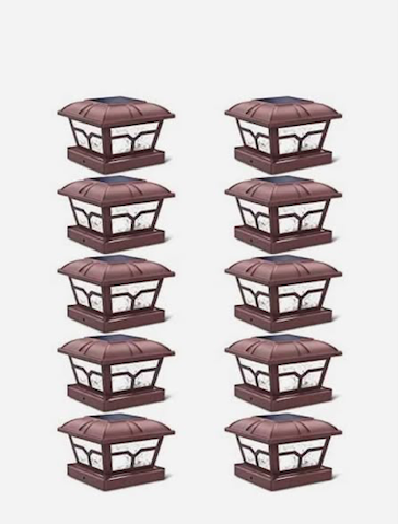 Solar Post Cap Lights Outdoor 2 Color Modes 8 Leds, pack of 10 (New)