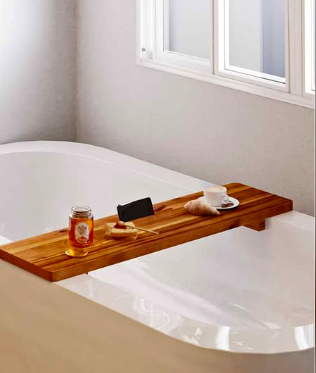Tinamo Acacia Bathtub Tray Table | Solid Acacia Wood, Large Bath Tray for Tub | Non-Toxic, Anti-Tipp ( New)