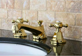 Kingston Brass KS4462BX Metropolitan Widespread Lavatory Faucet with Metal Cross Handle, Polished Br ( New, open Box)