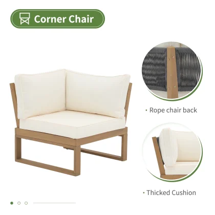 2 Piece Patio Set with Cushion Cream Solid Acacia Wood  (New, Open BOX)