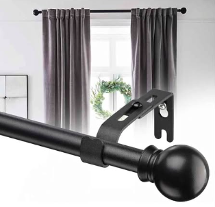 Curtain Rods for Windows 84 inches Adjustable, Matte Black Curtain ( New, Open Box)