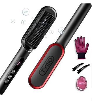 TYMO Ring Plus Ionic Hair Straightener Brush - Straightening Comb with Negative Ions for Women, Tita ( New, Open Box