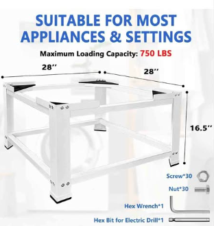 Laundry Pedestal 16" Height Universal Fit 600lbs Capacity, Washing Machine Base Stand Dryer Base (New, Open Box)