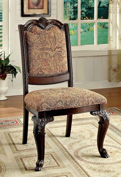 Bellagio brown cherry/ pattern traditional side chair (set of 2) (new open box)