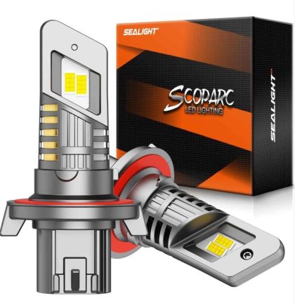 SEALIGHT H13 LED Headlight Bulbs,28000LM 6500K Cool White Light Bulbs with Cooling Fan, 1:1 Mini Siz (new)