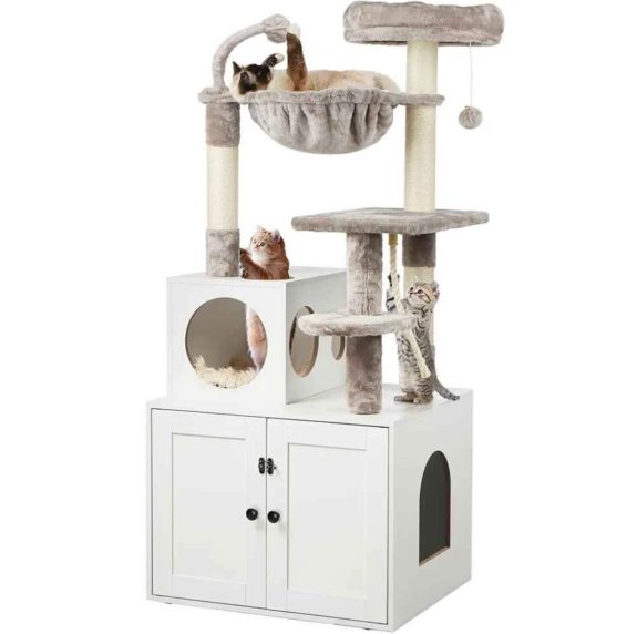 Timberer Cat Tree with Litter Box Enclosure, 2-in-1 Cat Tower for Indoor Cats, Large Wood Cat Condo (new)