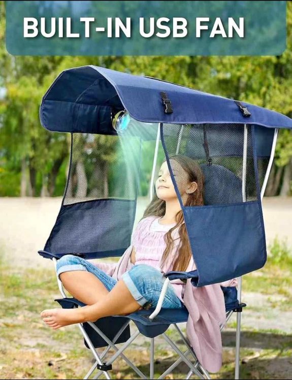 Docusvect Beach Chair with Canopy Shade and Fan – 360° Rotatable & 3-Speed Airflow, Camping Chair wi (new open box)