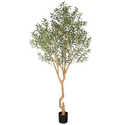 Nafresh 8ft Realistic Potted Silk Artificial Olive Tree, Fake Olive Trees Indoor with Green Leaves (new)