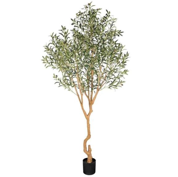 Nafresh 8ft Realistic Potted Silk Artificial Olive Tree, Fake Olive Trees Indoor with Green Leaves (new)
