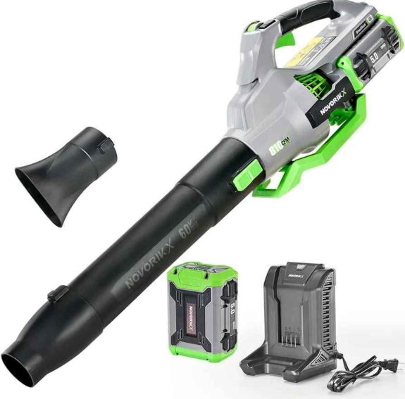 Leaf Blower,60-Volt 810 CFM Brushless Electric Cordless Leaf Blower,5.0Ah Battery and Charger, Light (new open box)
