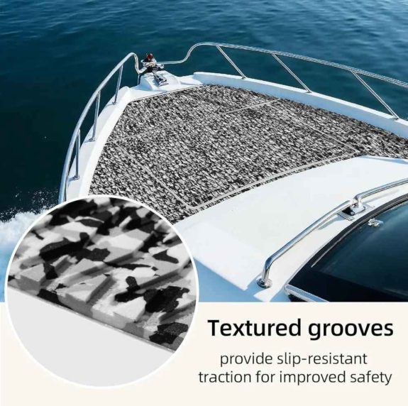 Boat Flooring EVA Foam Decking Sheet 94.5"x23.6" Camo Snow Marine Flooring for Boats Self-Adhesive N