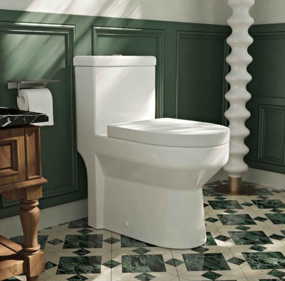 Liberty Compact Toilet, Modern One-Piece Round Toilet with Dual Flush (new)