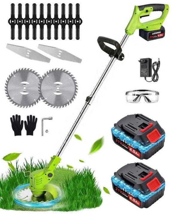 Weed Wacker Cordless, 21V Weed Electric Eater Battery Powered, with 2Pcs 4.0Ah Batteries, Lightweigh (NEW Open Box)